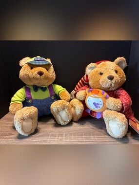 Lot Of 2 BENSON BEAR Hallmark Crayola Storybook Friends Plush 11” Vintage